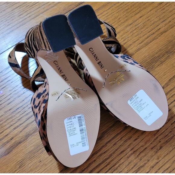 Gianni Bini Jaymez Animal Print Ankle Strap Platform Heels 5.5 M Mob Wife Bold - Picture 11 of 11
